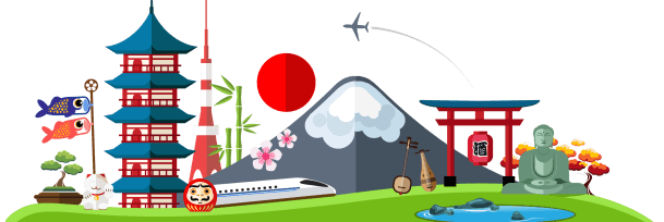 Decorative japanese landscape illustration