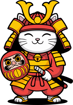 Decorative samurai cat illustration
